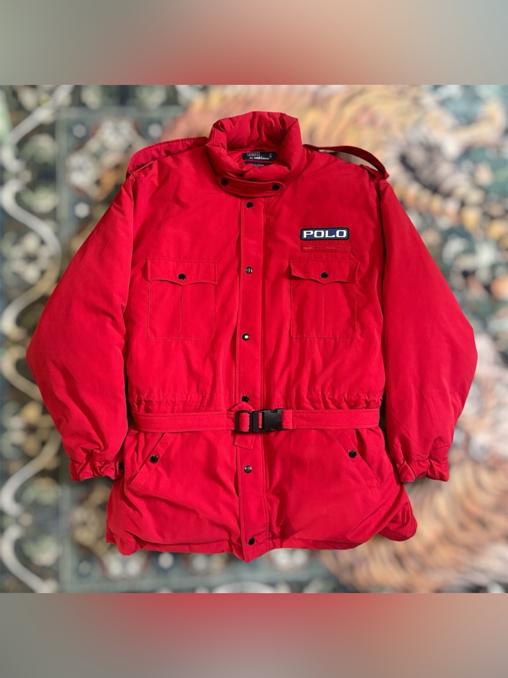 Vintage 90s Polo Ralph Lauren RL 2000 Hi Tech Ski Coat Down Jacket Belt XL